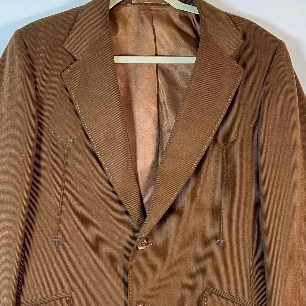 Rubenstein Bros New Orleans Custom Brown Corduroy Sport Coat 46R Vintage